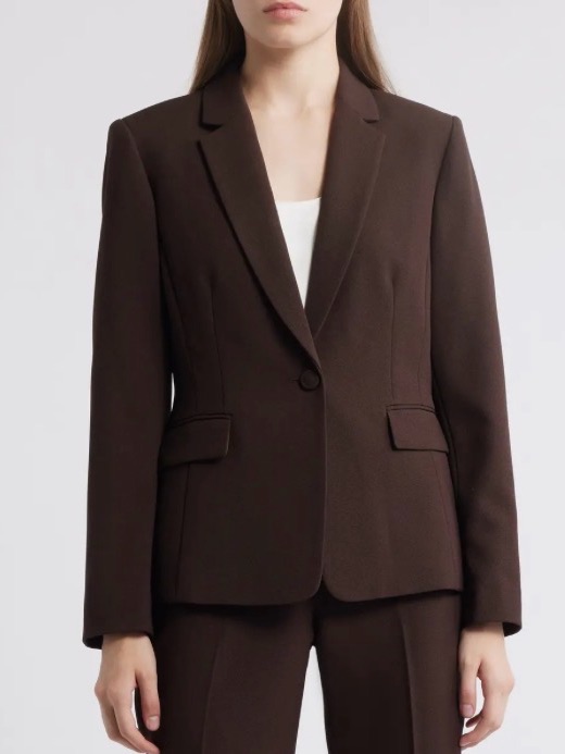 Tahari Asl Chocolate Brown Single-Button Tailored Blazer Nwt